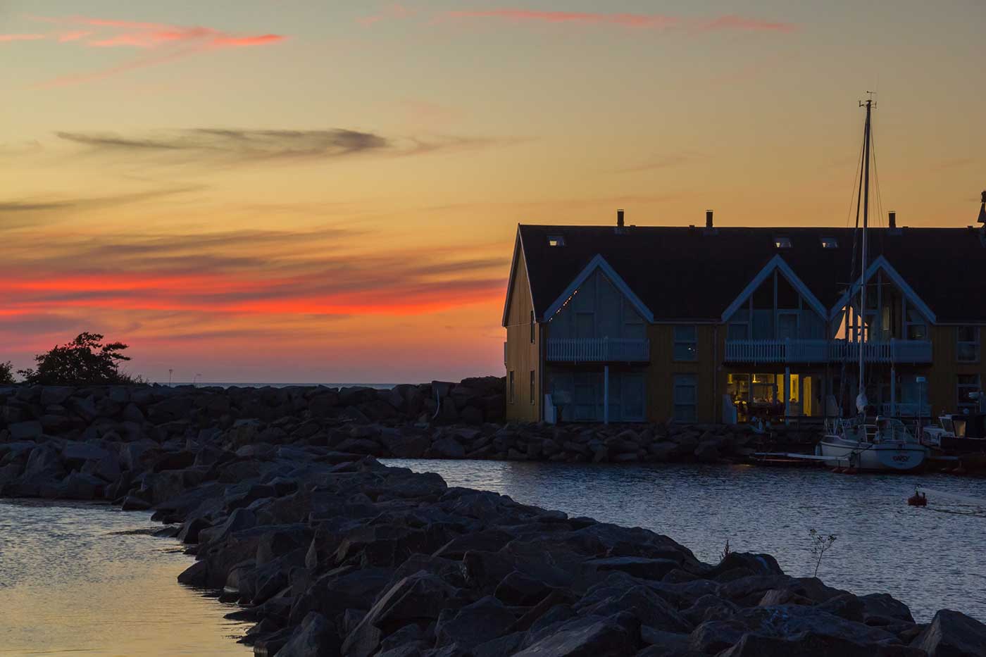 Hasle Marina ved solnedgang