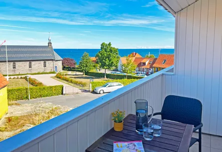 Havudsigt fra balkonen i ferielejlighed på Casa Blanca i Gudhjem