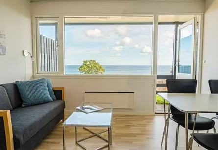 Stue med havudsigt i ferielejlighed