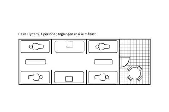 Plantegning over hytte i Hasle Hytteby